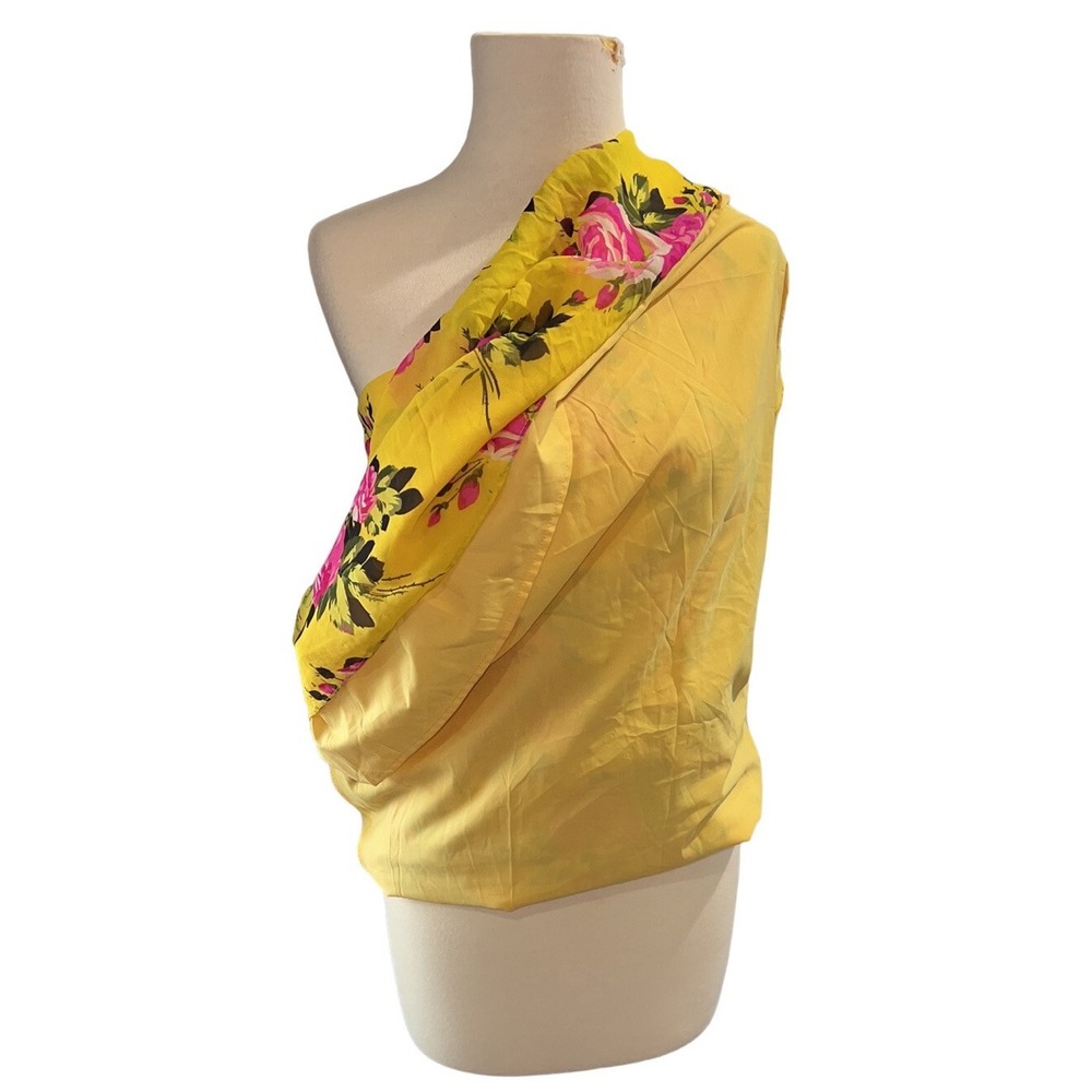 Vtg Betsey Johnson Silk Strapless Maxi Dress Yellow Rose Floral Coquette Sz 2 - Picture 5 of 16